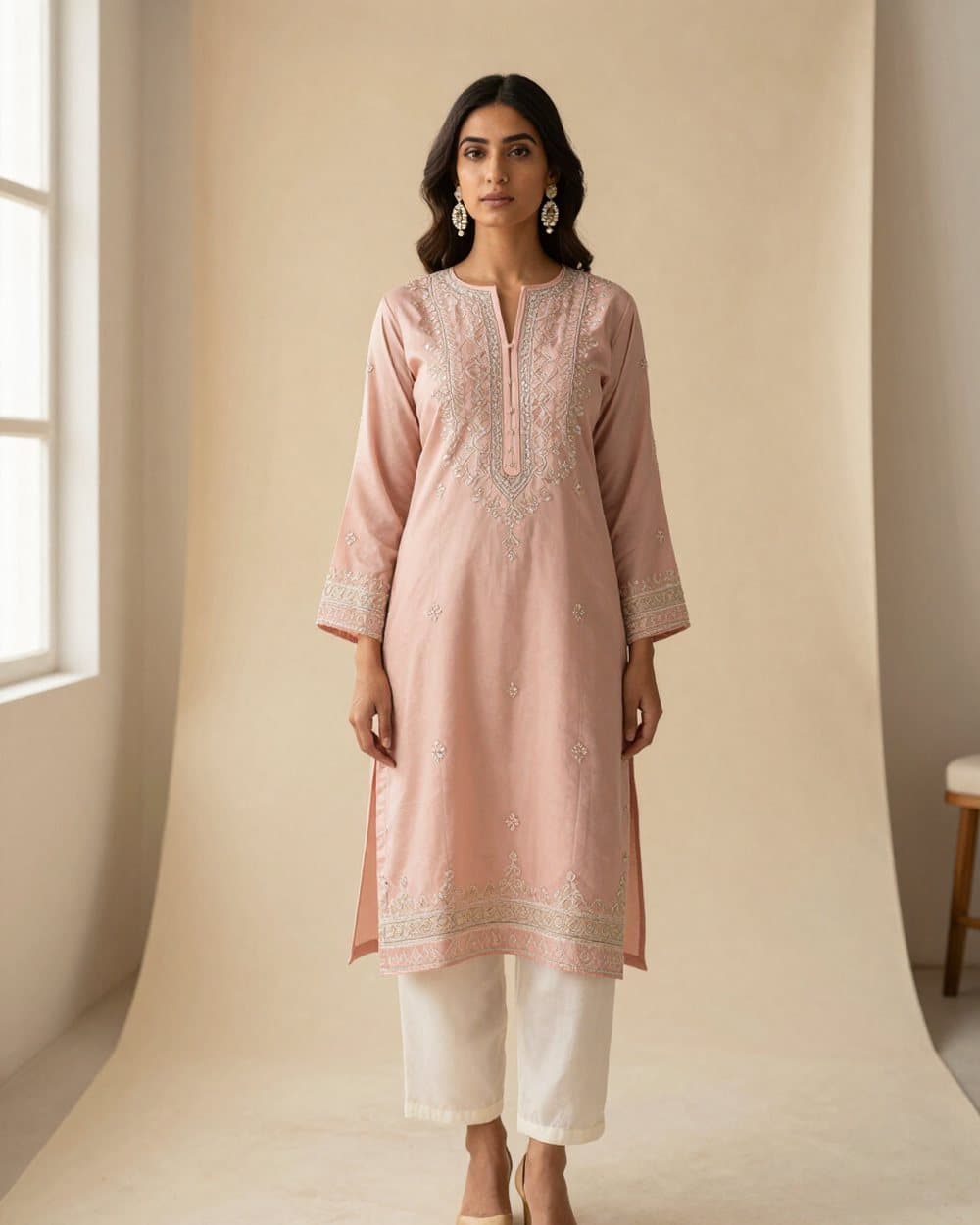 Blush Embroidered Kurta - Ready-to-Wear women's clothing by Light & Grace