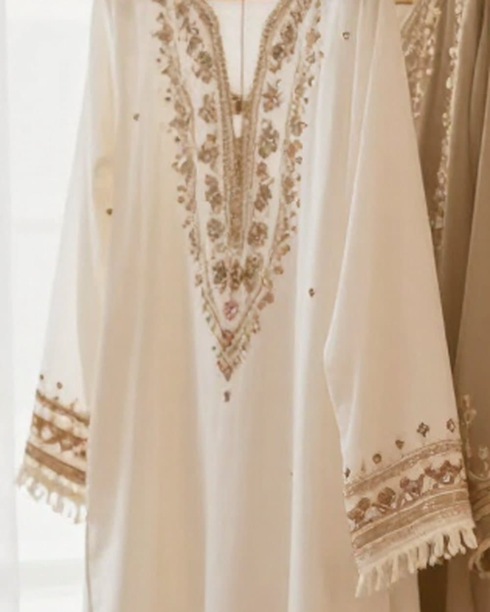 Hand-Embroidered Ivory Kurta - Custom women's clothing by Light & Grace